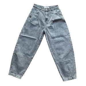 Barrel Jeans Vintage Style Gray High Waist Tapered Denim Pants Women’s M NWT